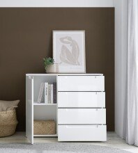 Kommode >Spice< in weiß hochglanz, MDF - 98x81x38cm (BxHxT)