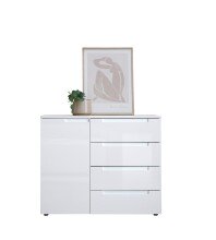 Kommode >Spice< in weiß hochglanz, MDF - 98x81x38cm (BxHxT)