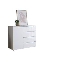 Kommode >Spice< in weiß hochglanz, MDF -...