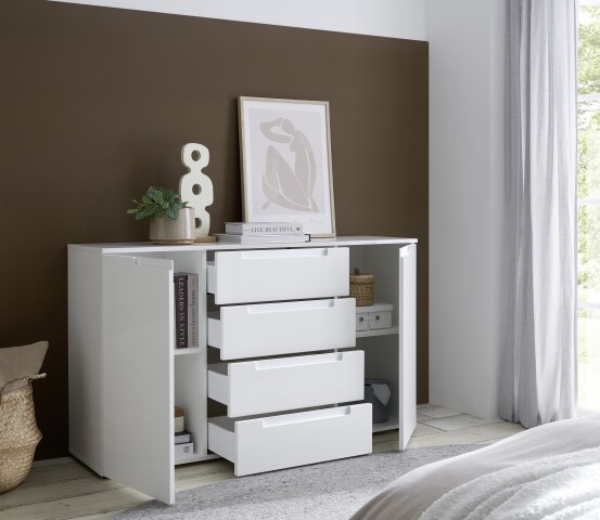 Sideboard >Spice< in weiß hochglanz, MDF weiß hochglanz