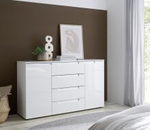 Sideboard >Spice< in weiß hochglanz, MDF weiß hochglanz - 138x81x38cm (BxHxT)