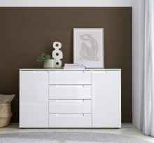 Sideboard >Spice< in weiß hochglanz, MDF weiß hochglanz - 138x81x38cm (BxHxT)