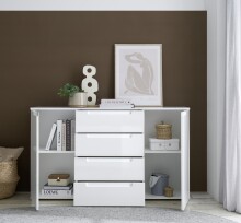 Sideboard >Spice< in weiß hochglanz, MDF weiß hochglanz - 138x81x38cm (BxHxT)