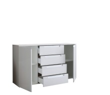 Sideboard >Spice< in weiß hochglanz, MDF weiß hochglanz - 138x81x38cm (BxHxT)