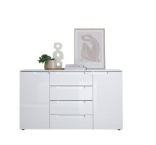 Sideboard >Spice< in weiß hochglanz, MDF weiß hochglanz - 138x81x38cm (BxHxT)