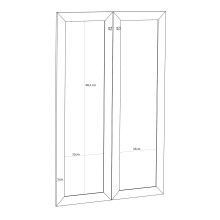 Glastür >TREVONE< (2er-Set) in Artisan Eiche Dekor - 69,9x108,5x1,5cm (BxHxT)