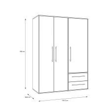Drehtürenschrank >MOKKARIS< in Taupe / Wildeiche - 144,4x200,1x58,8cm (BxHxT)