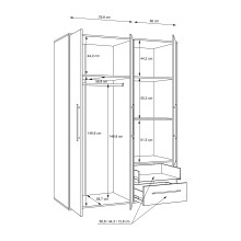 Drehtürenschrank >MOKKARIS< in Taupe / Wildeiche - 144,4x200,1x58,8cm (BxHxT)