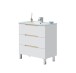 Waschtisch >LEA< in Weiß glänzend / Eiche Dekor - 80x86x45 (BxHxT)