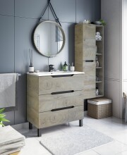 Waschtisch >LEA< in Alaska Eiche Dekor / Anthrazitgrau - 80x86x45 (BxHxT)