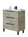 Waschtisch >LEA< in Alaska Eiche Dekor / Anthrazitgrau - 80x86x45 (BxHxT)