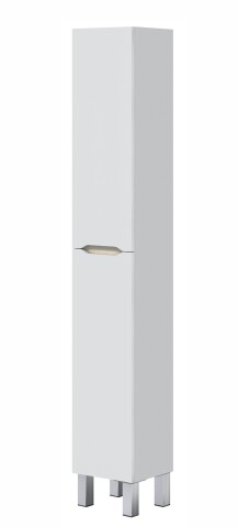 Hochschrank >LEA< in Weiß glänzend / Eiche Dekor - 30x182x25 (BxHxT)