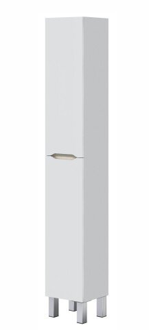 Hochschrank >LEA< in Weiß glänzend / Eiche Dekor - 30x182x25 (BxHxT)