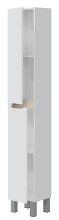 Hochschrank >LEA< in Weiß glänzend / Eiche Dekor - 30x182x25 (BxHxT)