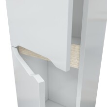 Hochschrank >LEA< in Weiß glänzend / Eiche Dekor - 30x182x25 (BxHxT)
