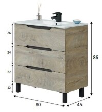 Badezimmer-Set >LEA< (3-tlg) in Alaska Eiche Dekor / Anthrazitgrau