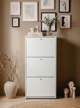 Schuhkipper >Lüneburg< in weiß, Holzwerkstoff - 58x133x25cm (BxHxT)