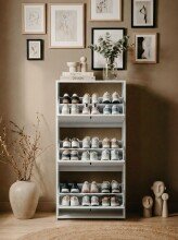 Schuhkipper >Lüneburg< in weiß, Holzwerkstoff - 58x133x25cm (BxHxT)