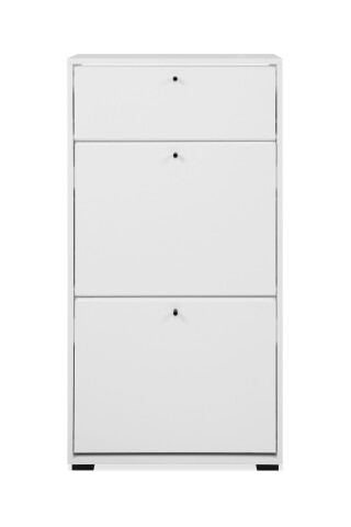 Schuhkipper >Lüneburg< in weiß, Holzwerkstoff - 58x111x25cm (BxHxT)