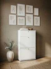 Schuhkipper >Lüneburg< in weiß, Holzwerkstoff - 58x111x25cm (BxHxT)