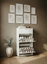 Schuhkipper >Lüneburg< in weiß, Holzwerkstoff - 58x111x25cm (BxHxT)