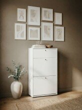 Schuhkipper >Lüneburg< in weiß, Holzwerkstoff - 58x111x25cm (BxHxT)