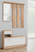 Kompaktgarderobe >Rudolf< in Artisan Eiche Dekor / Weiß - 100x180x25 (BxHxT)