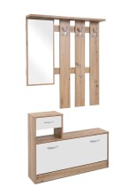 Kompaktgarderobe >Rudolf< in Artisan Eiche Dekor / Weiß - 100x180x25 (BxHxT)