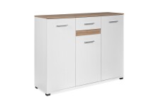 Sideboard >Volos< in weiß / Artisan Eiche Dekor - 118x91x35 (BxHxT)