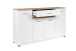 Sideboard >Volos< in weiß / Artisan Eiche Dekor - 157x91x38 (BxHxT)