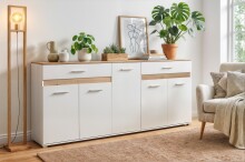 Anrichte >Volos< in weiß / Artisan Eiche...