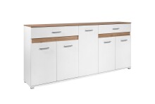 Anrichte >Volos< in weiß / Artisan Eiche Dekor - 196,5x91x38 (BxHxT)