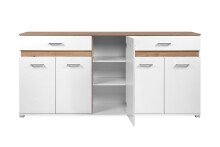 Anrichte >Volos< in weiß / Artisan Eiche Dekor - 196,5x91x38 (BxHxT)