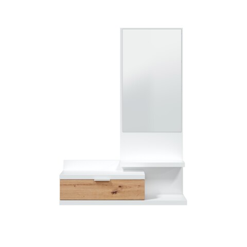 Garderoben-Set >DHALIA< in Artik Weiß / Nodi Eiche Dekor - 81x116x29 (BxHxT)