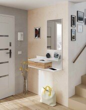 Garderoben-Set >DHALIA< in Artik Weiß / Nodi Eiche Dekor - 81x116x29 (BxHxT)