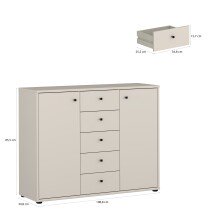 Sideboard >TEMPRA2< in Sand - 108,8x85,5x34,8cm (BxHxT)