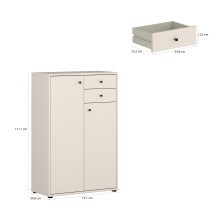 Hochkommode >TEMPRA2< in Sand - 73,7x111,1x34,8cm (BxHxT)