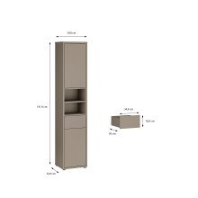 Seitenschrank >ALICE SPRINGS< in Taupe - 39,8x191,9x34,9cm (BxHxT)