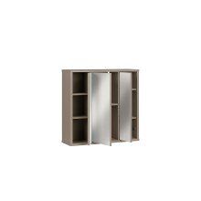 Badezimmerspiegelschrank >ALICE SPRINGS< in Taupe / Spiegel - 74,5x72x23,8cm (BxHxT)