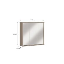 Badezimmerspiegelschrank >ALICE SPRINGS< in Taupe / Spiegel - 74,5x72x23,8cm (BxHxT)