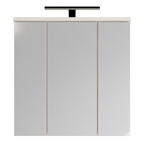 Badezimmerspiegelschrank >VERIS< in Sand / Spiegel - 68,6x68,1x20cm (BxHxT)