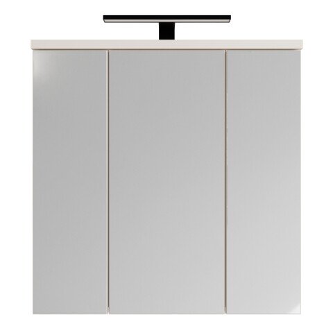 Badezimmerspiegelschrank >VERIS< in Sand / Spiegel - 68,6x68,1x20cm (BxHxT)