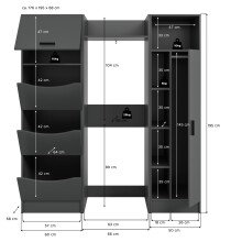Waschmaschinenumbauschrank >Free< in Anthrazit - 176x195x68cm (BxHxT)