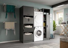 Waschmaschinenumbauschrank >Free< in Anthrazit - 176x195x68cm (BxHxT)