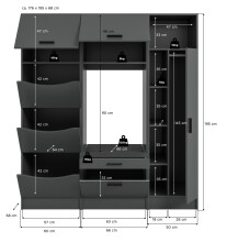 Waschmaschinenumbauschrank >Free< in Anthrazit - 176x195x68cm (BxHxT)