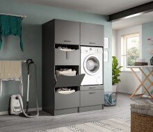 Waschmaschinenumbauschrank >Free< in Anthrazit - 126x195x68cm (BxHxT)