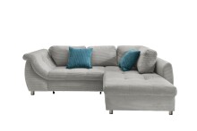 Polsterecke >Allin< in silber / petrol , Cord - 250x66x190cm (BxHxT)