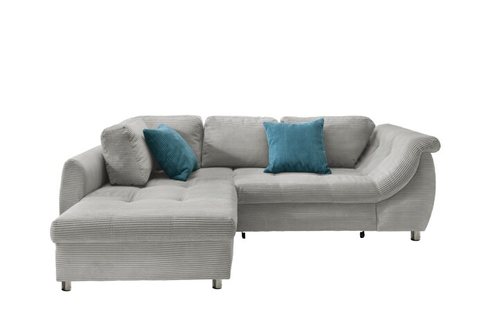 Polsterecke >Allin< in  silber / petrol, Cord - 250x66x190cm (BxHxT)