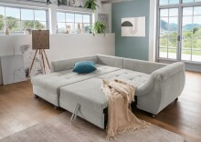 Polsterecke >Allin< in  silber / petrol, Cord - 250x66x190cm (BxHxT)