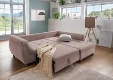 Polsterecke >Allin< in rosa / silber, Cord - 250x66x190cm (BxHxT)